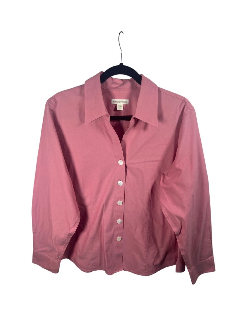 Coldwater Creek Top Womens 1X Button Down Shirt Cotton Blouse Career Classic